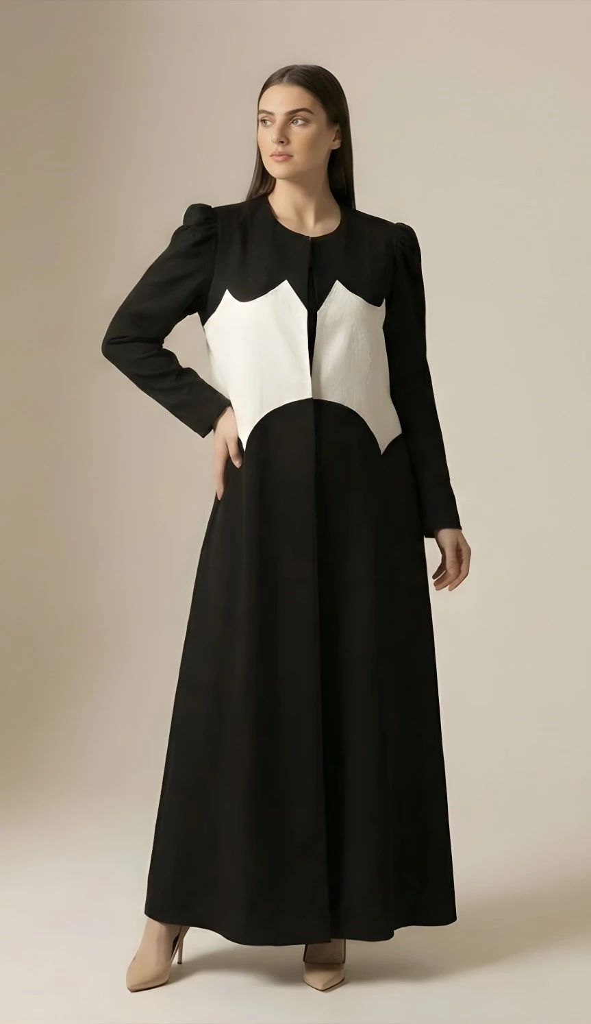 Vest abaya in black and white 
