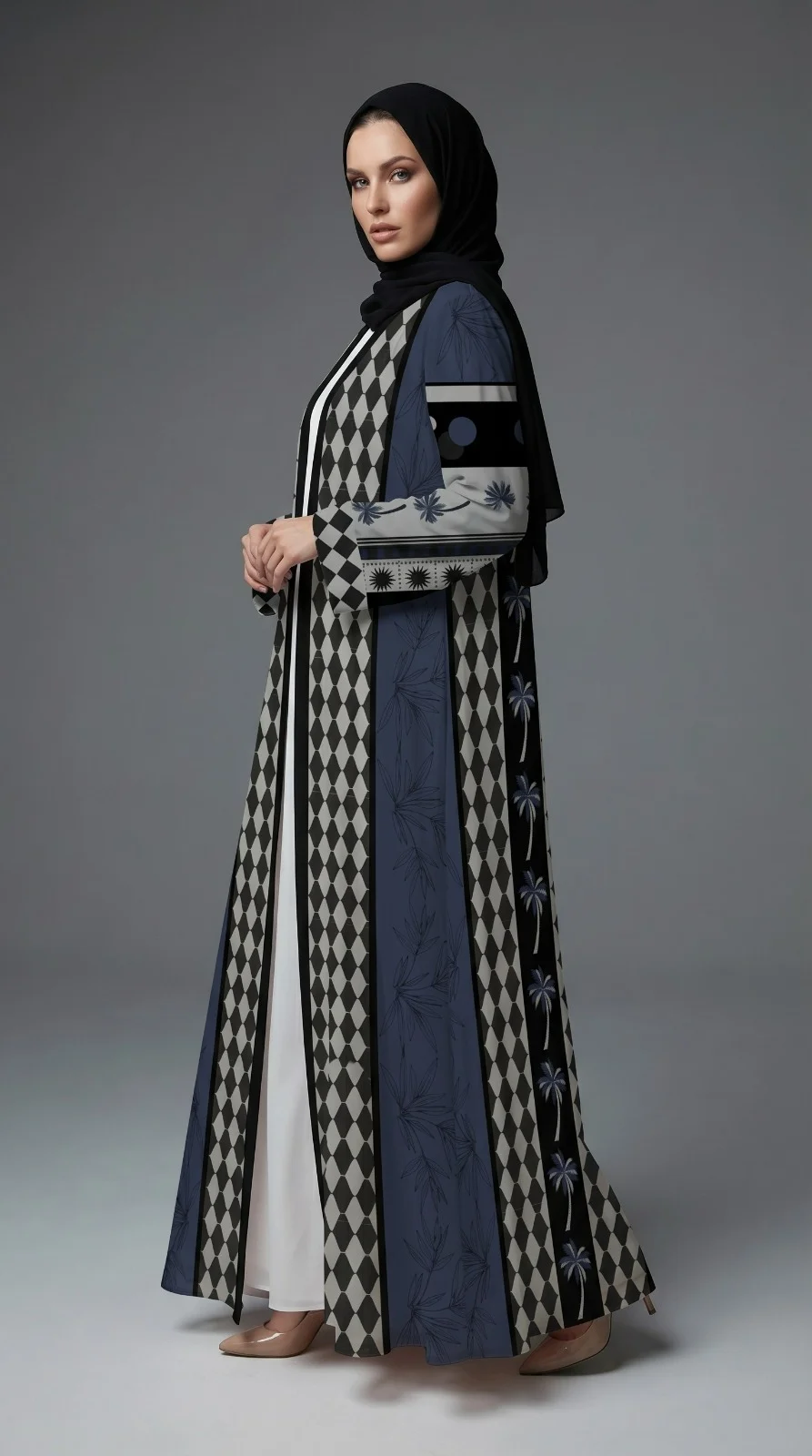 Geometrical botanicals print in blue