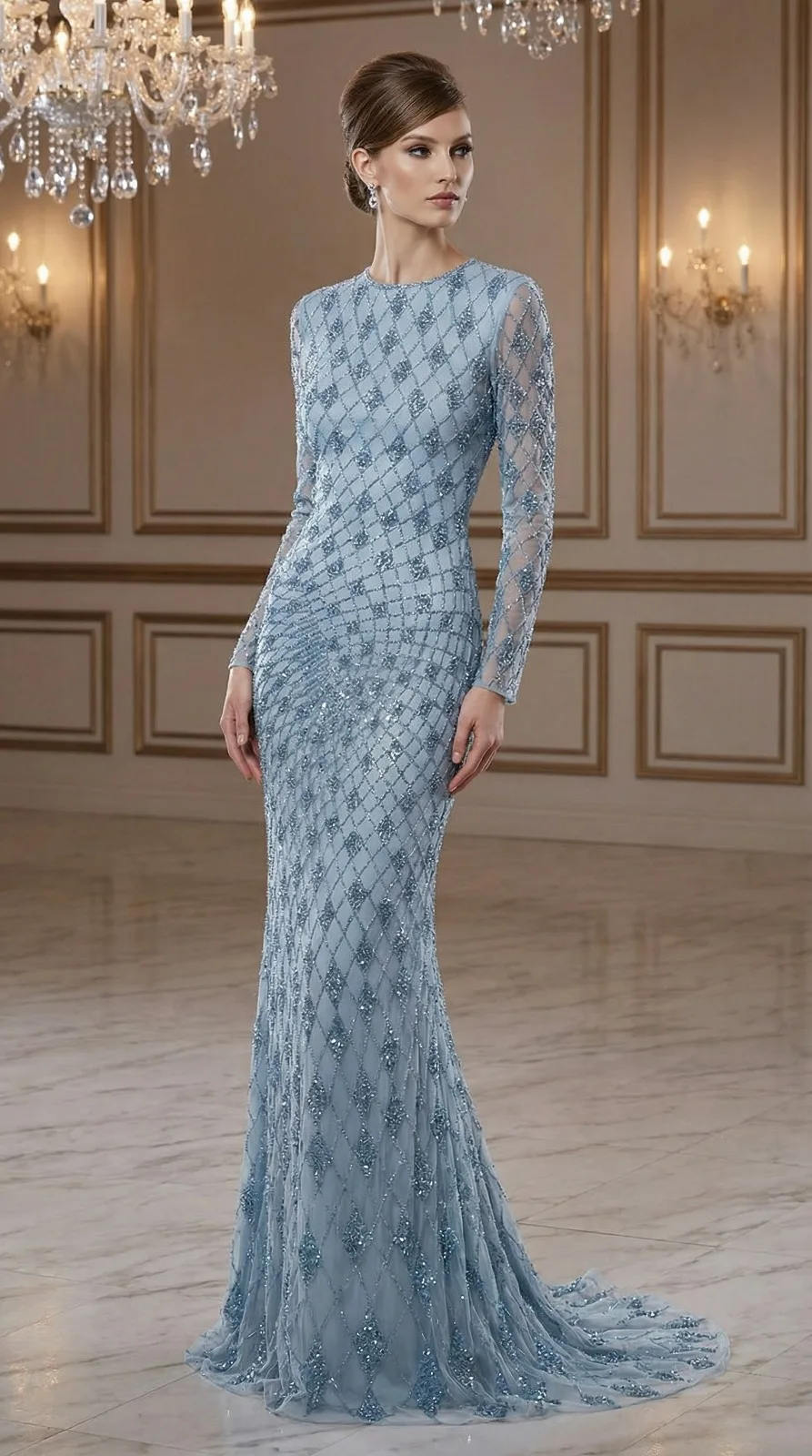 Embroidery Gray Gowns