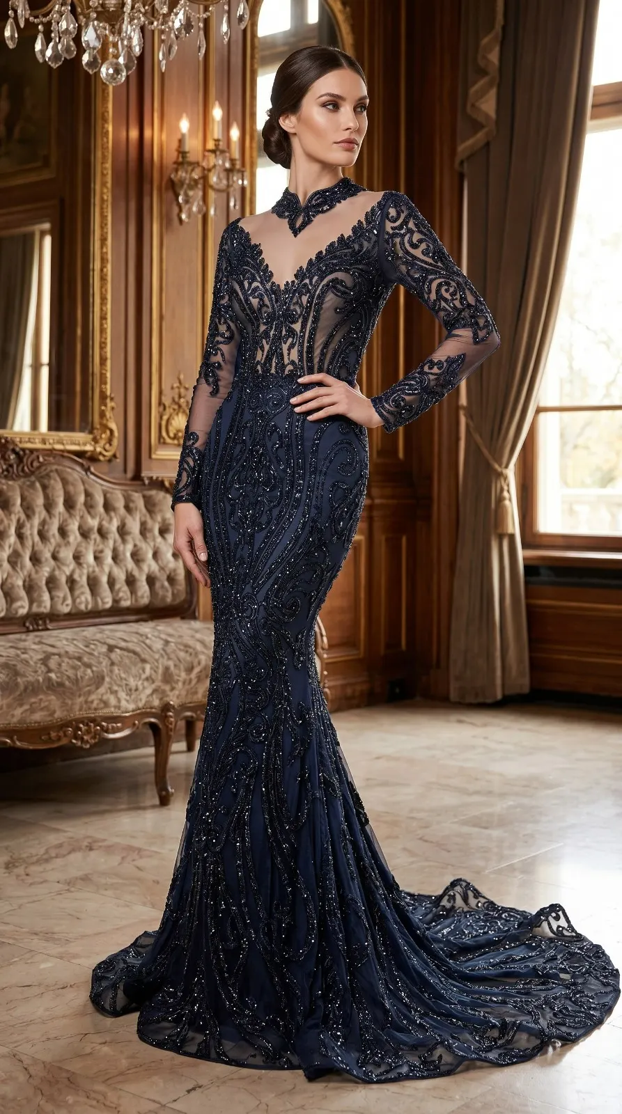 Embroidery Black Gowns