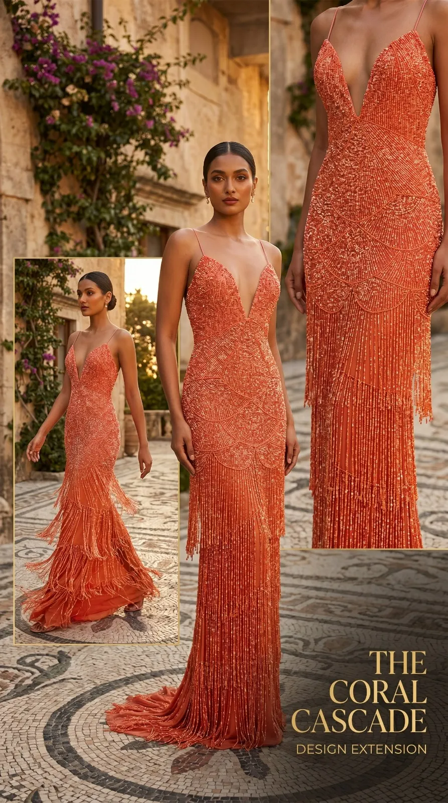 Embroidery Orange Gowns