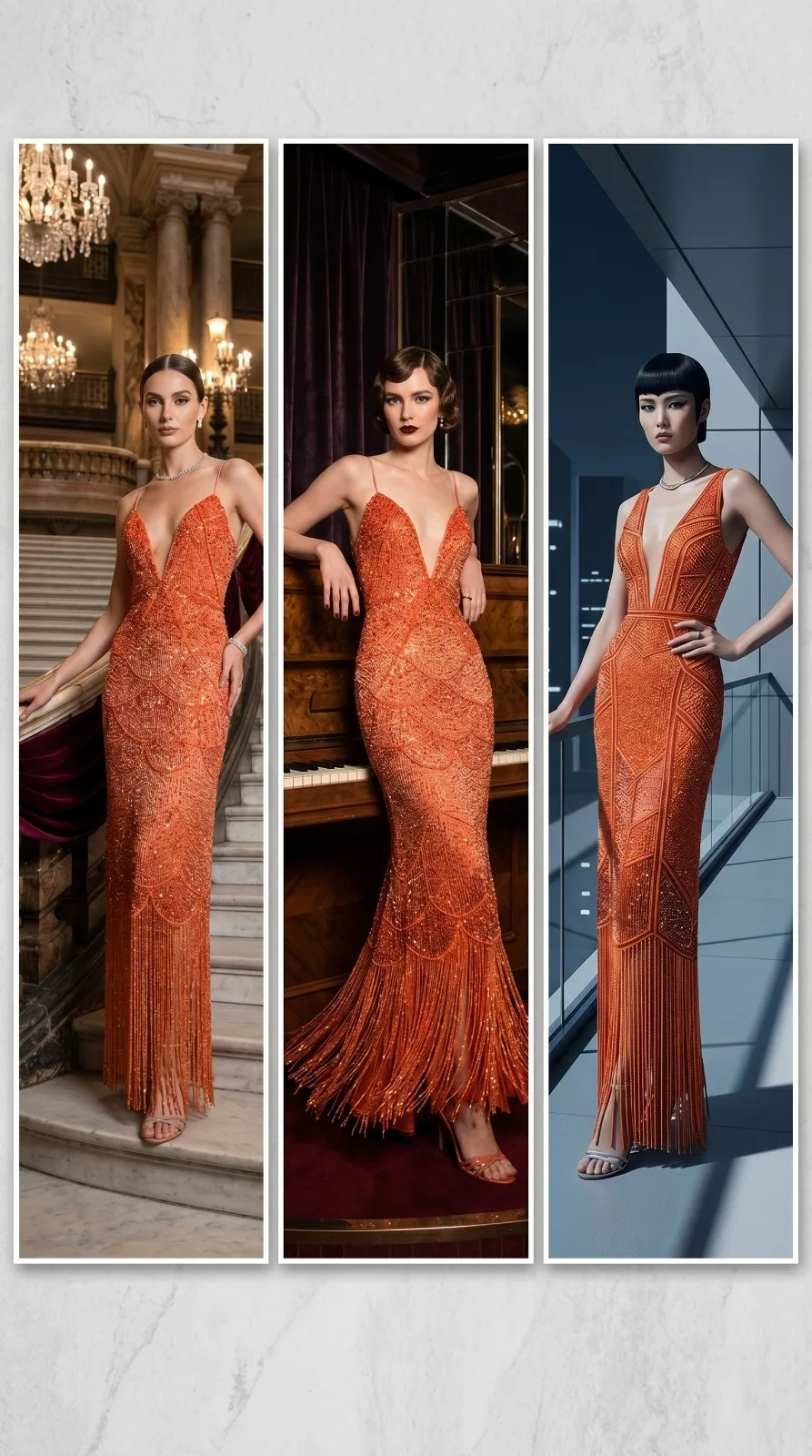 Embroidery Orange Gowns