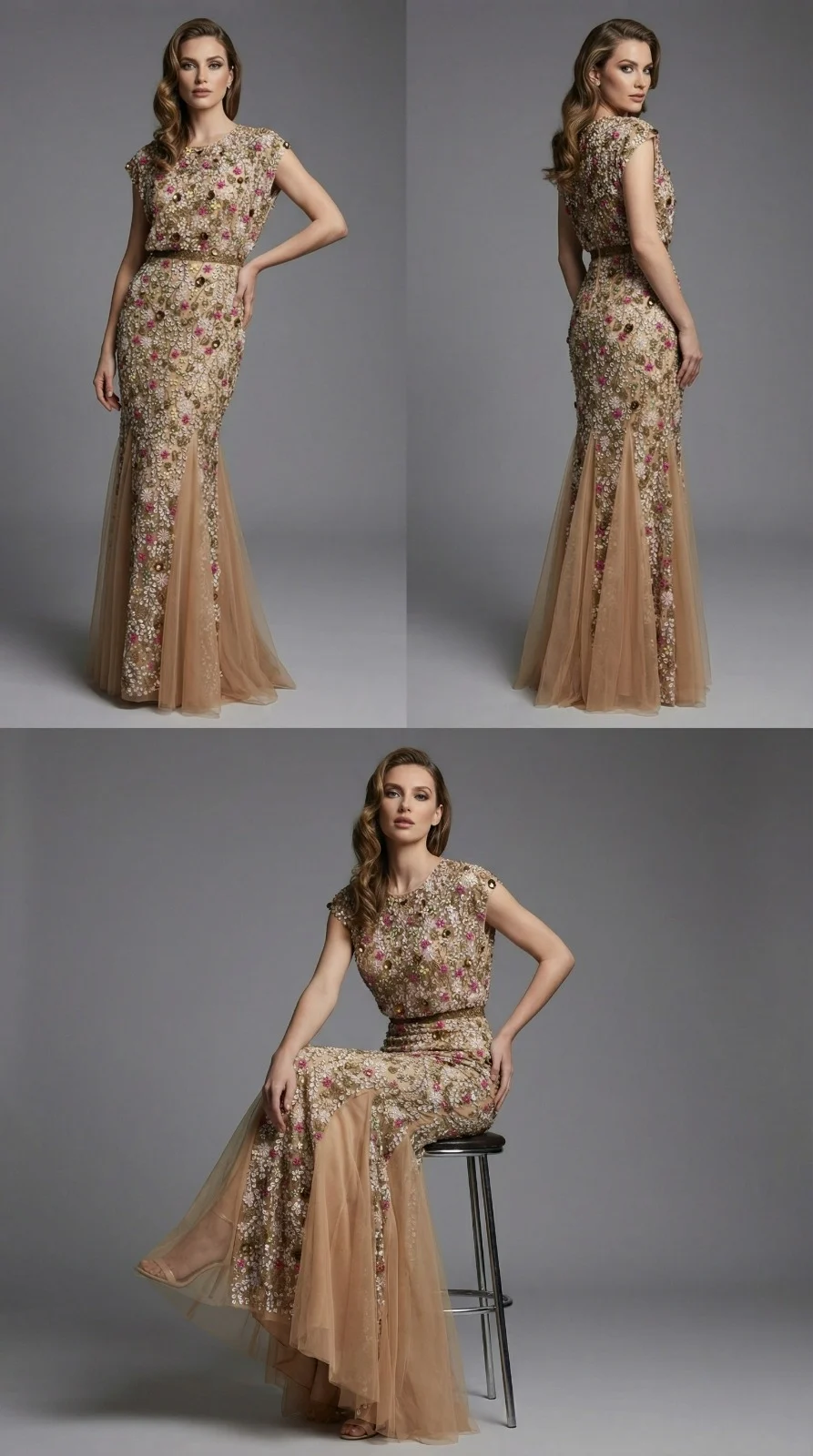 Embroidery Golden Gowns