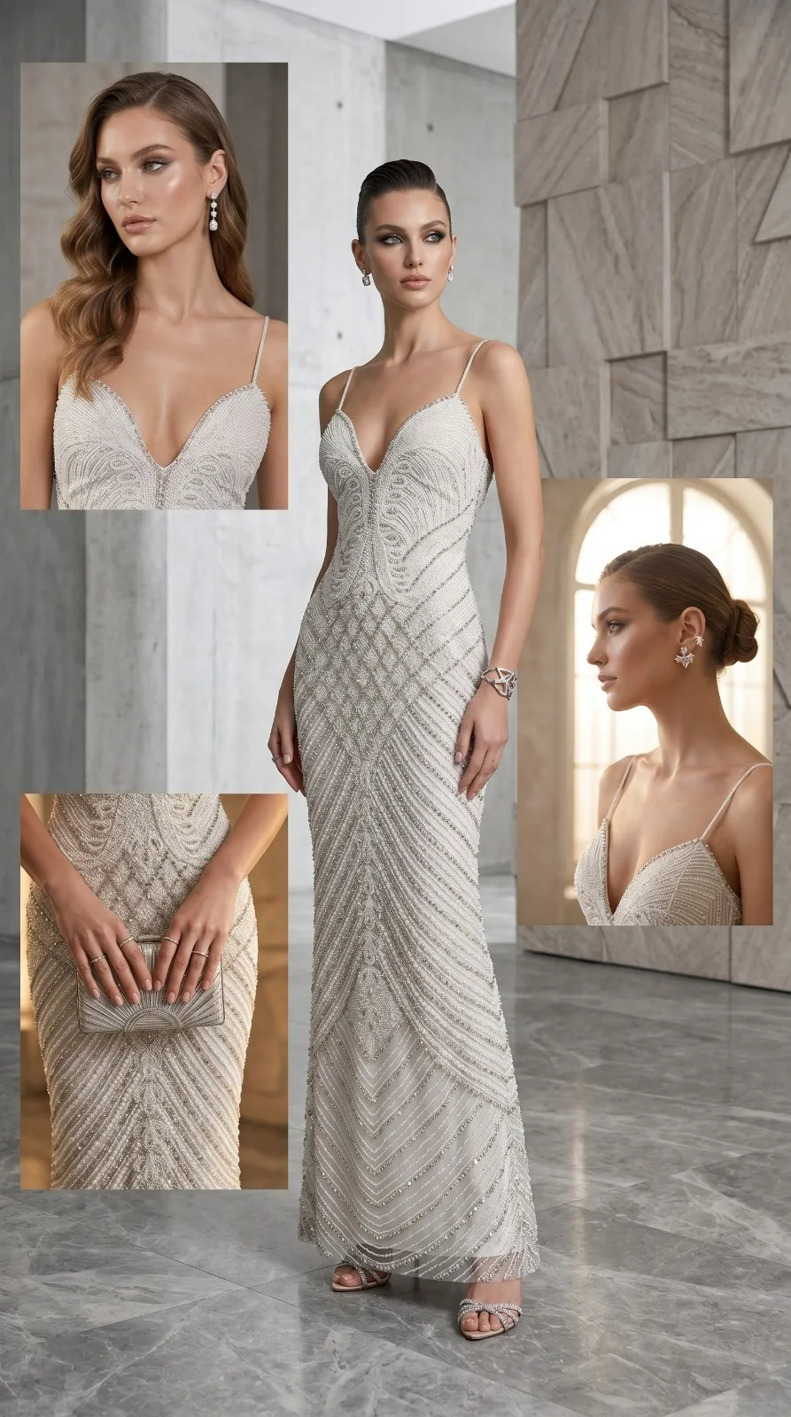White Line Embroidery Gowns