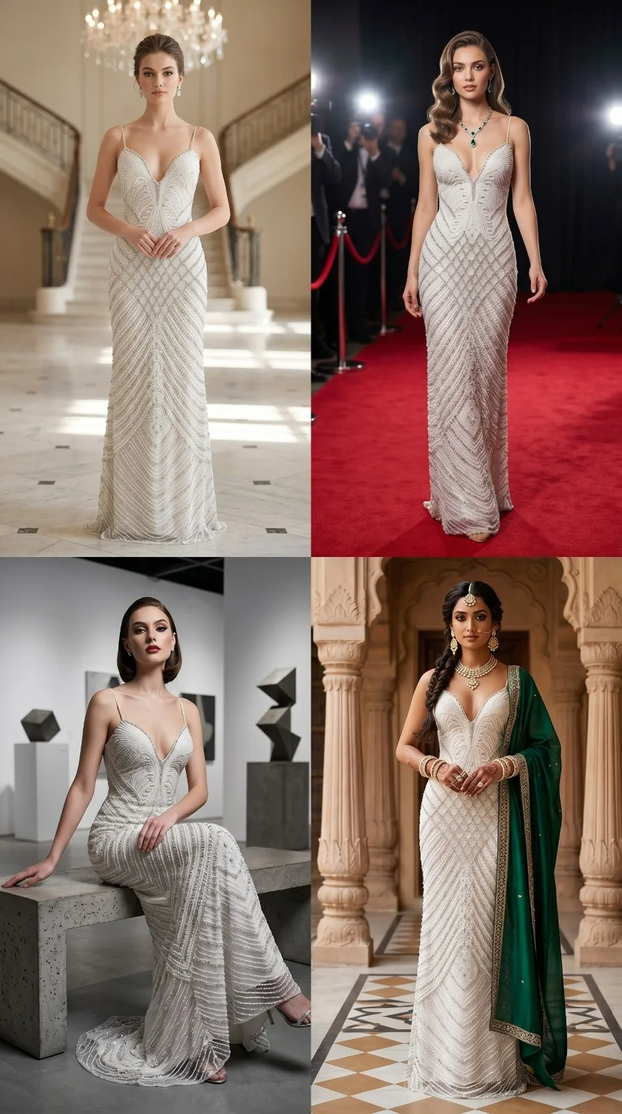 White Line Embroidery Gowns