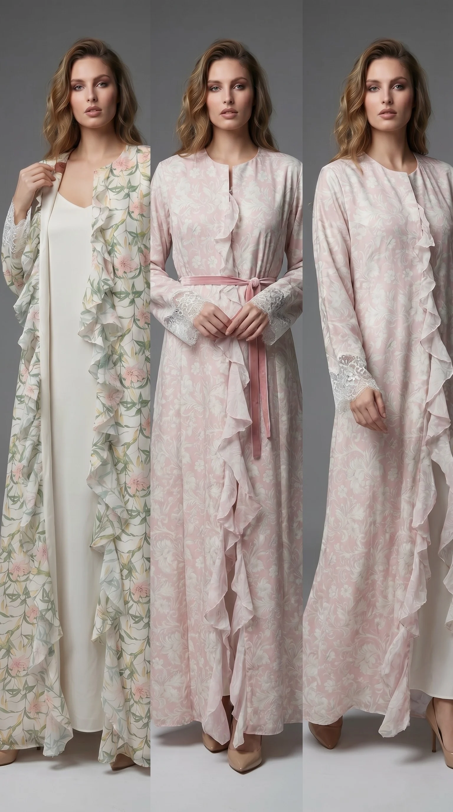 Pink Floral Damask Abaya