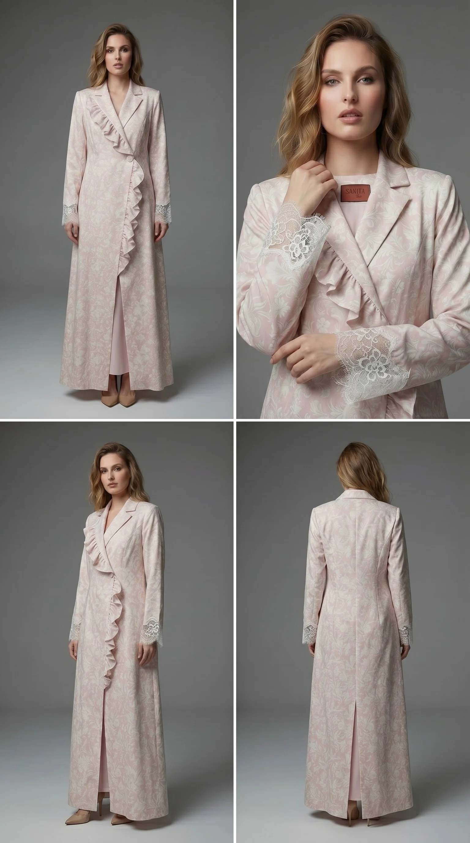 Pink Floral Damask Abaya