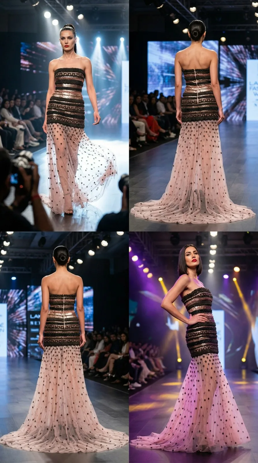 Linear Embroidery Gown