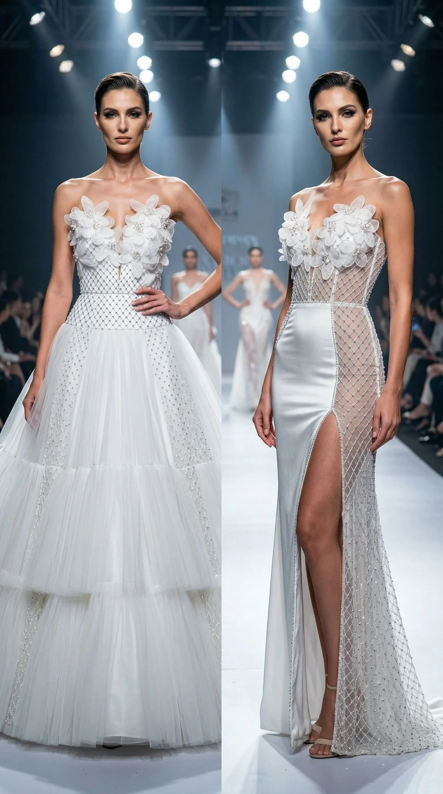 bridal gowns with floral applique bodices