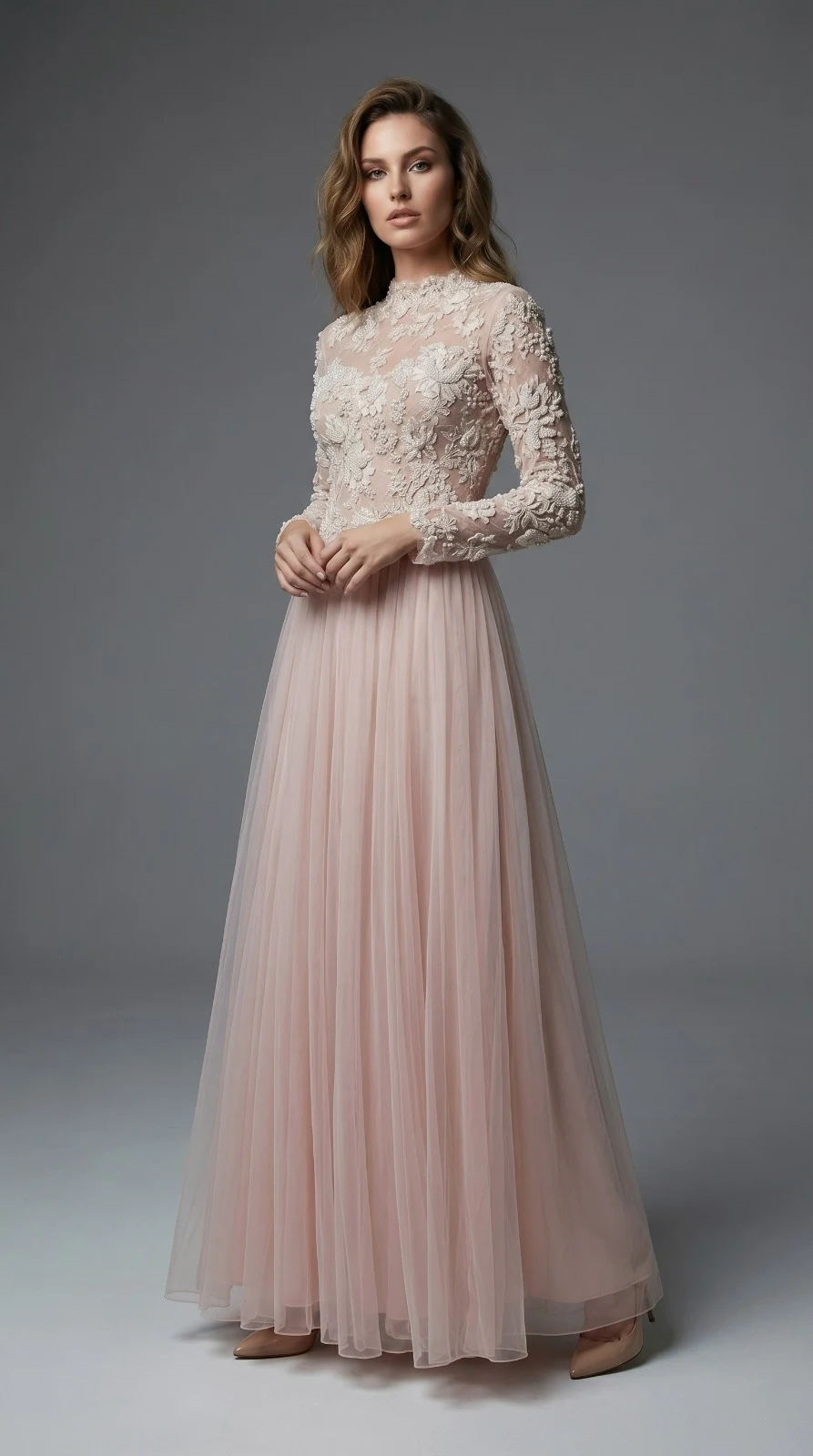 Long Sleeved Midi Wedding Dress