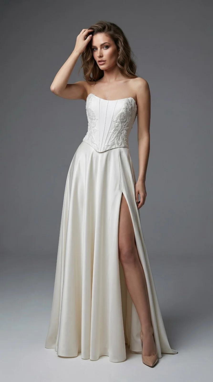 White Strapless Bridal Gown Corset Style