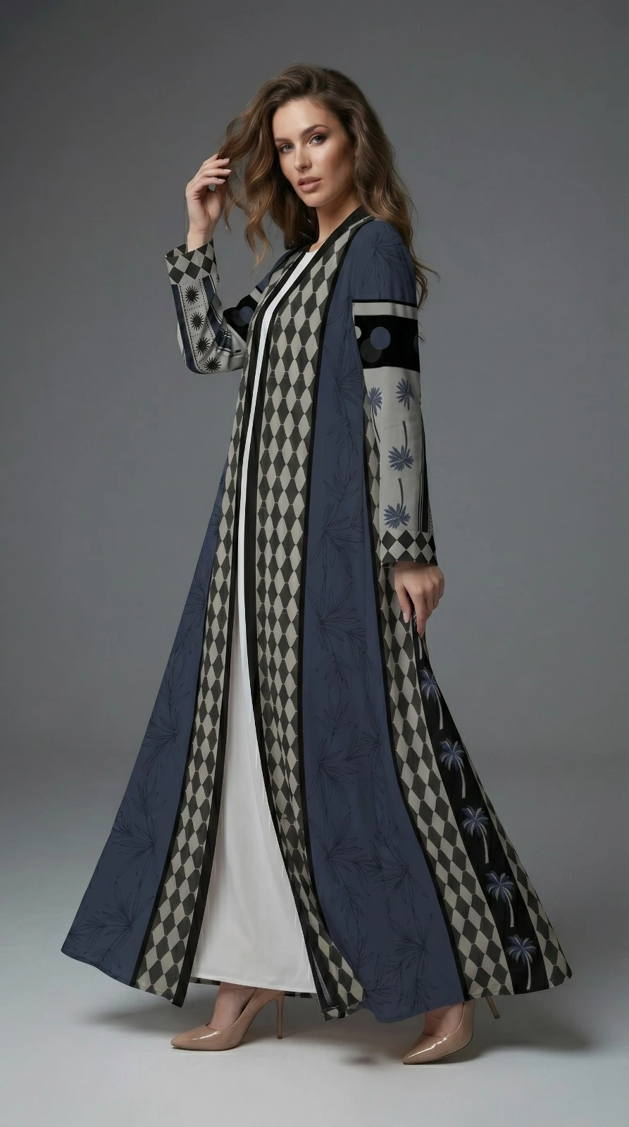 Geometrical botanicals print in blue