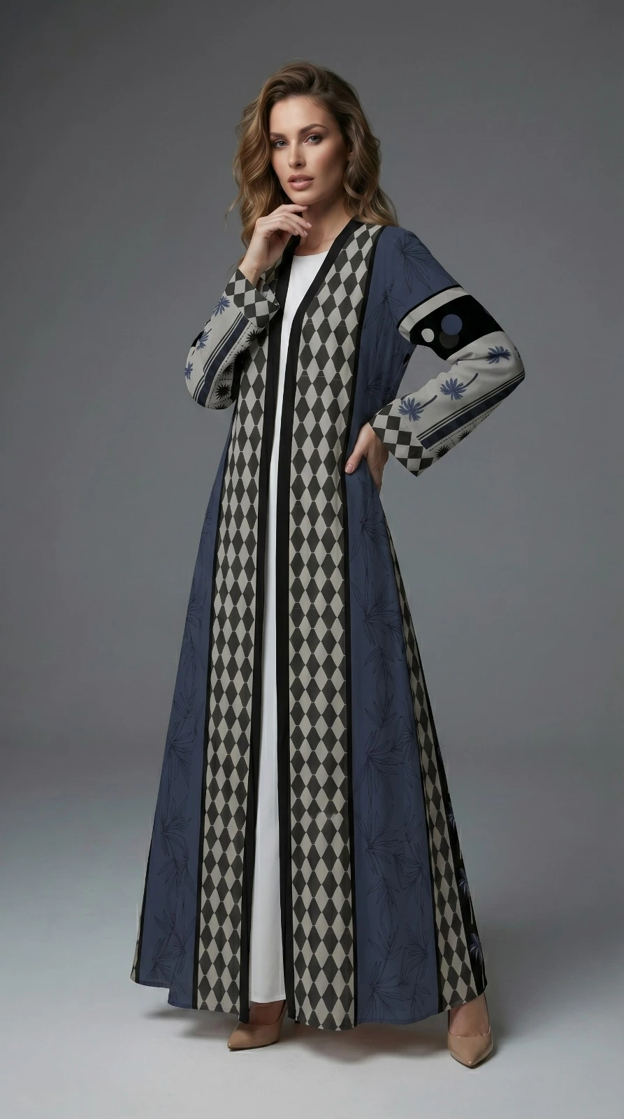 Geometrical botanicals print in blue