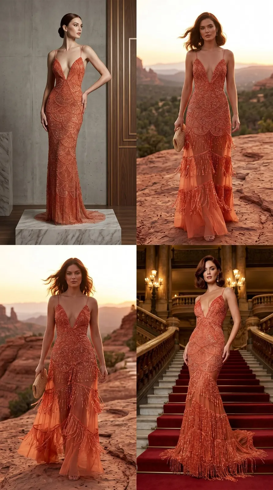 Embroidery Orange Gowns