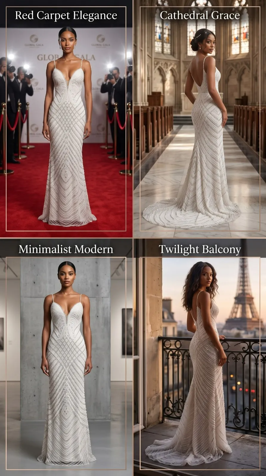 White Line Embroidery Gowns