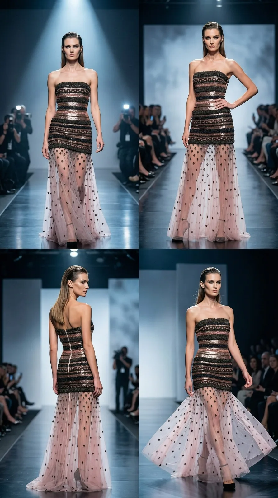 Linear Embroidery Gown