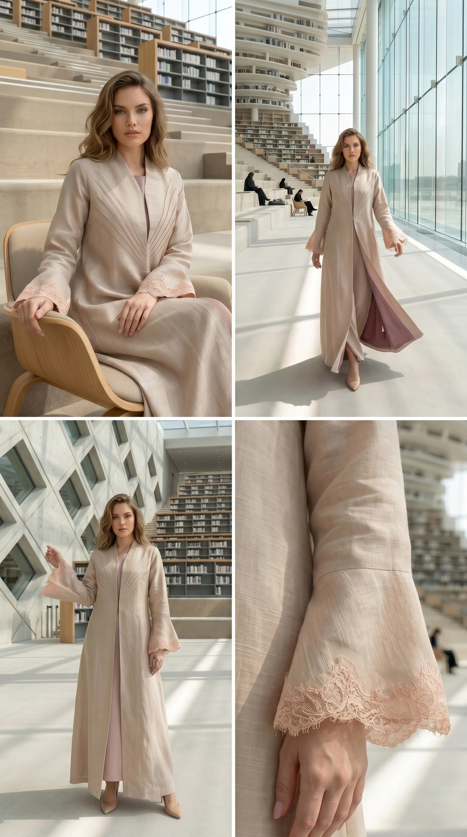 Blush Pink Lenin Abaya