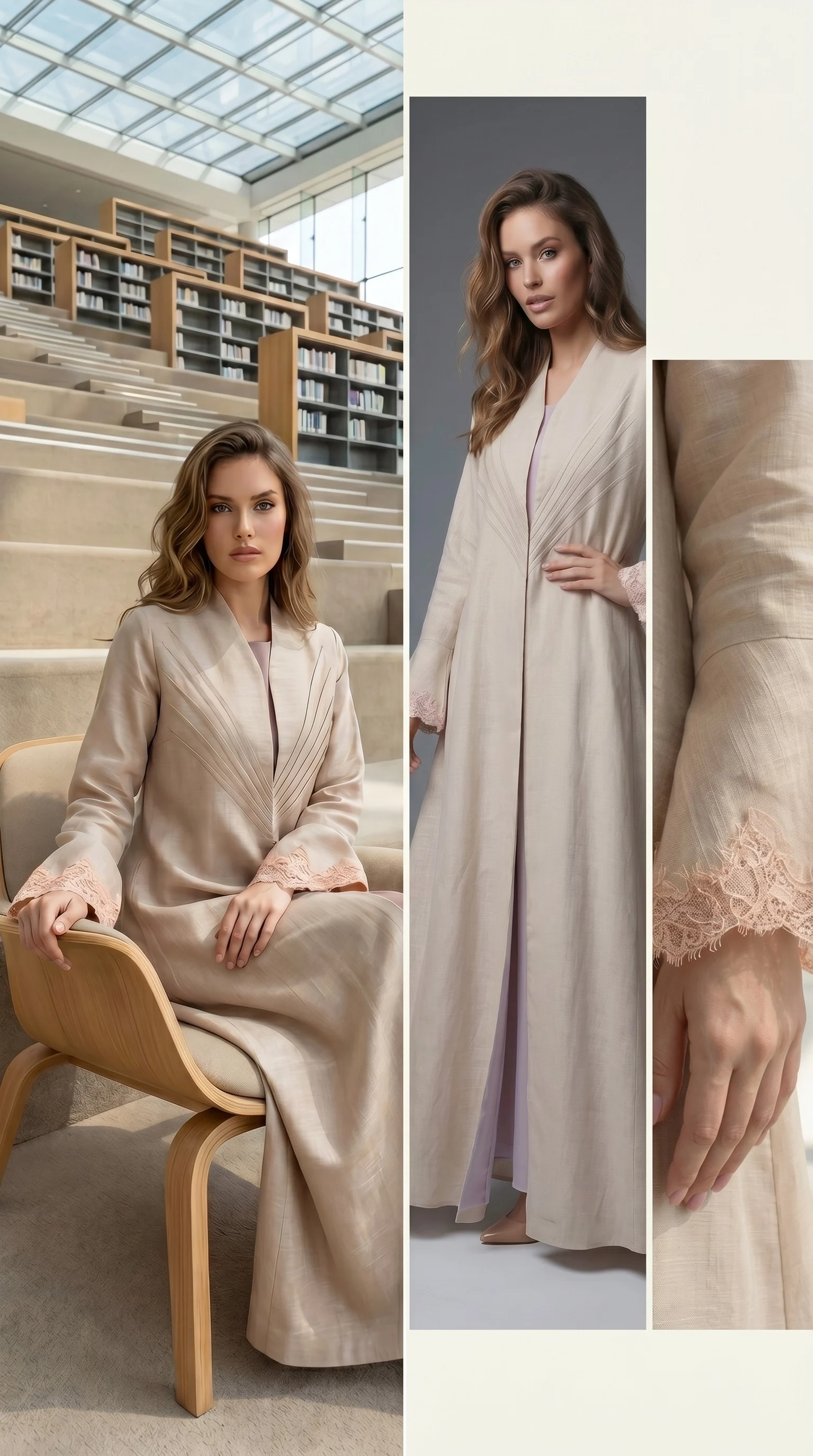 Blush Pink Lenin Abaya